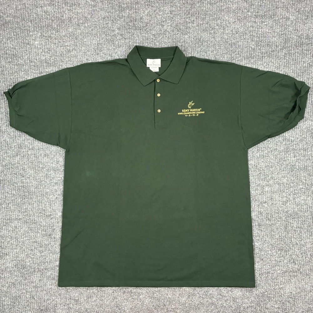 Remy Martin VSOP Cognac Embroidered Polo Shirt Mens 2XL Green 100% Cotton
